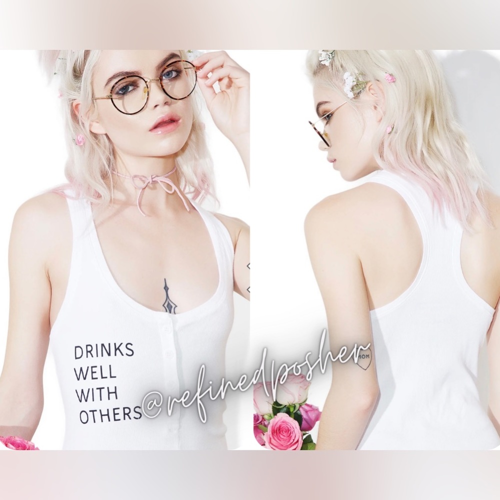 Daydream Nation Dolls Kill Drinks Well Bodysuit size Small NWT White